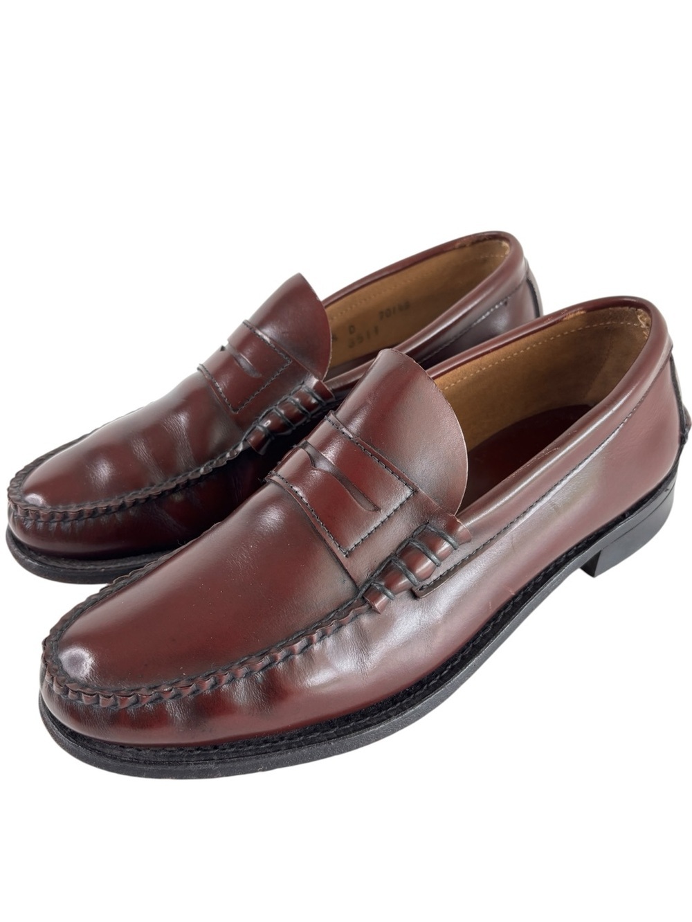 LL Bean Handsewn Penny Loafer Mens 8.5 D Burgundy Leather Dress Shoe Made In USA